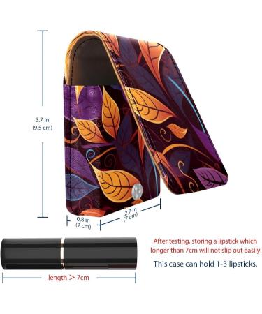 Shop Stylish Leather Lipstick Case with Mirror | Mini Lip Gloss Organizer in Colorful Art Leaf Pattern - A506m2ydeo - Buy Online on GoSupps.com
