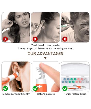 Keasy Ear Wax Removal Kit - Silicone Spiral Cleaner for Adults & Kids with 16 Replacement Heads - Buy Online on GoSupps.com