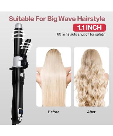 TANSHINE Automatic Rotating Curling Iron 1.1 Inch Large Barrel Hair Waver Curling Wand for Long Hair Electric Auto Big Self Curler with Adjustable Heat Settings Spinning Curling Iron 28mm Barrel Black 1.1IN Black - Buy Online on GoSupps.com