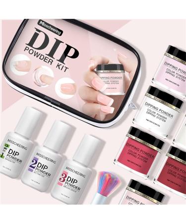Acrylic Nails Dip Powder Nail Kit Nude Pink Glitter 6 Colors Acrylic Dipping Powder System Kit For French Nail Manicure Nail Art Set 10ml Colorful Rhinestones (A One Size) One Size A - Buy Online on GoSupps.com