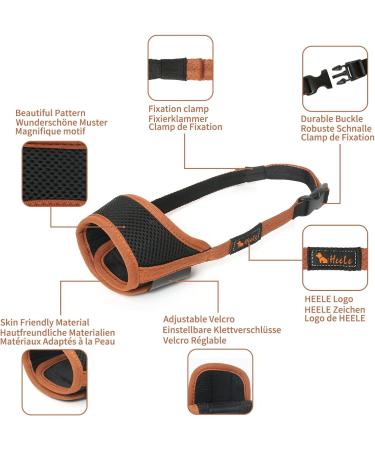 Heele Dog Muzzle - Adjustable Breathable & Safe for Small to Medium Dogs | Prevents Biting Chewing & Barking (XL Brown) - Buy Online on GoSupps.com