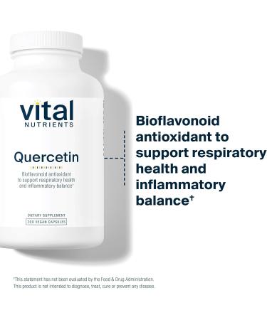 Vital Nutrients Quercetin | Vegan Quercetin Supplement with Bioflavonoids for Sinus Respiratory Heart & Immune Function Support | Gluten Dairy Soy Free | 500mg | 200 Capsules 200 Count (Pack of 1) - Buy Online on GoSupps.com