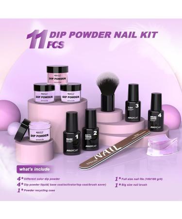 Dip Powder Nail Kit Starter - 4 Edgy Purple Dipping Powders & Liquid Set | Base Activator Top Coat | DIY Nail Art at Home - Purple Series - Buy Online on GoSupps.com