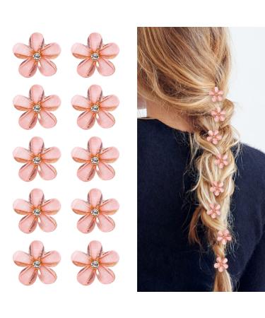 10 pieces of mini diamond hair clips small hair clips flower hair clip hair jewelry for women girls sweet mini-hair clips hair clips for photo everyday life party wedding (pink) - Buy Online on GoSupps.com