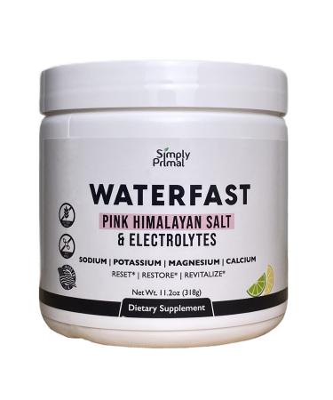 Simply Primal WATERFAST Keto Electrolyte Powder for Fasting and Hydration - Lemon Lime Flavor | Pink Himalayan Salt (Sodium), Potassium, Magnesium, Calcium | Sugar Free, Gluten Free, Soy Free