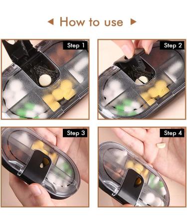 Pill Cutter & Splitter - Safe Tablet Splitter with Stainless Steel Blade 5-Compartment Pill Box | Cut Vitamins & Medications Easily - Buy Online on GoSupps.com