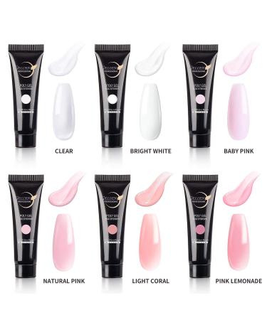 Gellen Poly Nail Gel Kit - 6 Pink Colors for Acrylic Nail Extensions - Buy Online on GoSupps.com