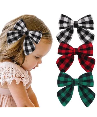 YUPs Tartan bow knot hair clips Plaid fashion accessories Festive hairpins Handmade bow knot clip for Girls (Pattern 3)