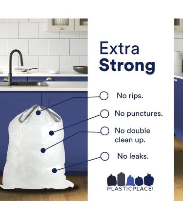 Plasticplace Custom Fit Trash Bags for simplehuman Code Q Bins - 50 Count, White Drawstring Garbage Liners - 13-17 Gallon - 25.25 x 32.75 - Buy Online on GoSupps.com