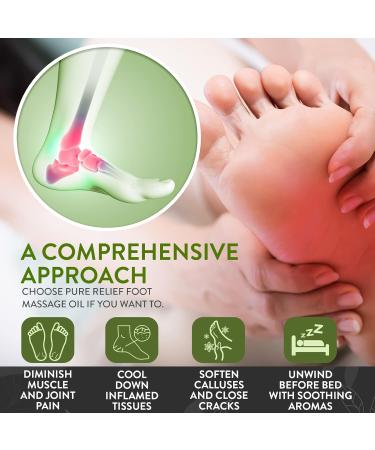 Foot Massage Oil for Sore Muscles - 3.8 Oz Peppermint & Tea Tree Infused Foot Spa Oil - Soothing Skin & Muscle Relief by Pure Relief - Buy Online on GoSupps.com