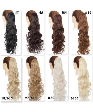 Ponytail Extensions Long Wavy Ponytail Extension 24 Inch Claw Clip Pony Tail Hairpiece Claw Clip in Synthetic Long Wave Ponytail Hair Extainson for Women Girls for Women (Color : Dark black Size : 24inches Dark black - Buy Online on GoSupps.com