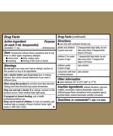 GoodSense Children's Loratadine Oral Solution 5mg/5mL Grape Flavor - 8oz Allergy Relief - Buy Online on GoSupps.com