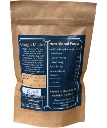 Generic Rock Sugar Candy 100% Organic Dhaga Mishri Crystals GMO-FREE Certified Product 240g - Buy Online on GoSupps.com