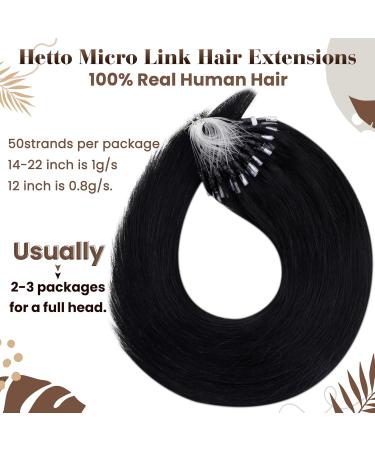 Hetto Microring Extensions - Real Black Remy Hair Invisible Smooth Recovery 30cm 40g #1 - Buy Online on GoSupps.com