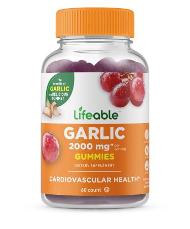 Lifeable Garlic Gummies - 2000 mg - Great Tasting Natural Flavor Gummy Vitamin Supplement - Gluten Free Vegetarian GMO Free Chewable - for Adults (90 Count)