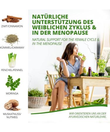 Moringa Woman capsules 500mg especially for women cycle balance menopause 6 months supply moringa cinnamon caraway fennel nutmeg natural and vegan 360 pieces by MoriVeda - Buy Online on GoSupps.com
