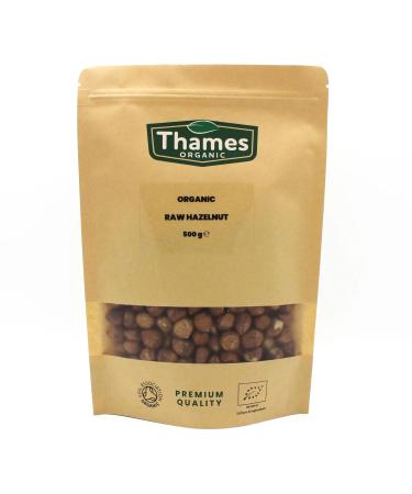 Organic Raw Hazelnuts-Certified Organic Non-GMO Vegan No Additives No Preservatives Resealable Bag by Thames Organic 500g Hazelnut 500g