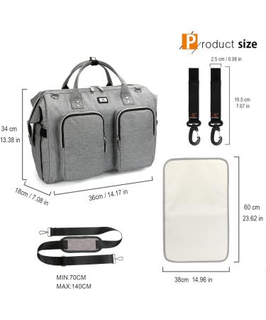 Pomelo Best Baby Changing Bag with Pram Clips and Changing Mat Grey - Buy Online on GoSupps.com