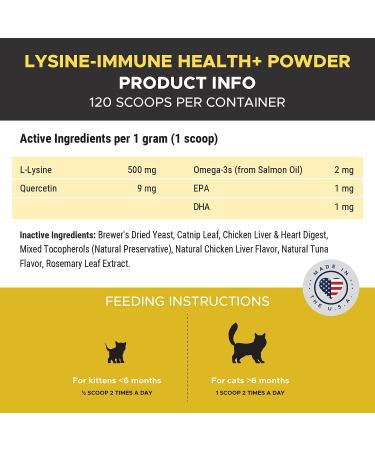 PetHonesty Immune Health Lysine Supplement Powder for Cats - Cat Allergy Relief - Omega 3s & L-Lysine - Chicken & Fish Flavor - Buy Online on GoSupps.com