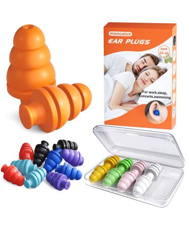 New Type Ear Plugs for Sleeping Noise Cancelling 10 Pairs Reusable Earplugs for Sleeping Concert Snoring Travel Work 10 Colors 33dB NRR (10 Colors)