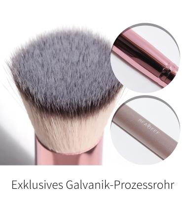 Kabuki Makeup Brush by Beasofee | Premium Synthetic Foundation & Concealer Brush - Flat Side for Powder & Liquid - 04 Rosegold - Buy Online on GoSupps.com