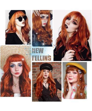YEESHEDO Ginger Long Hair Wigs | Natural Curly Wavy Synthetic Wig with Fringe | 28 Copper Red Orange Wig for Parties and Cosplay - Buy Online on GoSupps.com