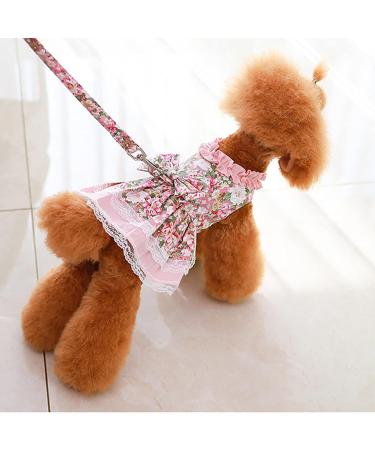 Petyoung Floral Cat Clothes & Leash - Cute Pink Princess Dress for Small Dogs & Cats | Perfect Puppy Skirt & Dog Dress - Buy Online on GoSupps.com