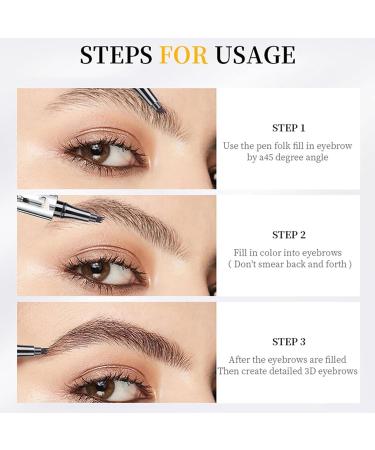 Peonly 3D Waterproof Microblading Eyebrow Pen Micro-Fork Tip Pencil Long-Lasting Waterproof Brows Pencil Microblading 4-Tip Eyebrow Pen Natural Brows Eyebrow Pen (Gray) - Buy Online on GoSupps.com