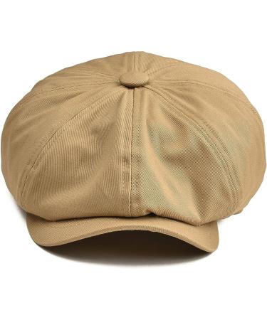 BOTVELA Men's 100% Cotton Newsboy Flat Cap in Khaki - Size 7 3/8 - Buy Online on GoSupps.com