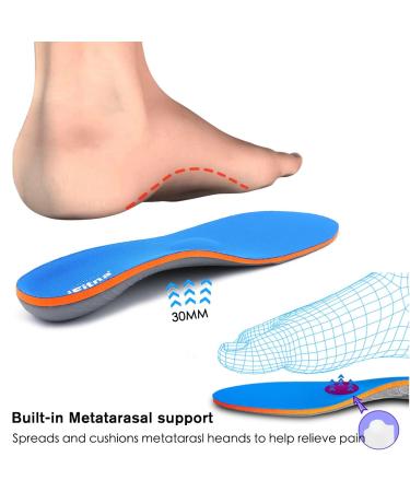 Full Length Metatarsal Arch Support Orthotic Insoles - Shock Absorption, Plantar Fasciitis Relief - Unisex, UK-4 (9.05 inches), Blue - Buy Online on GoSupps.com