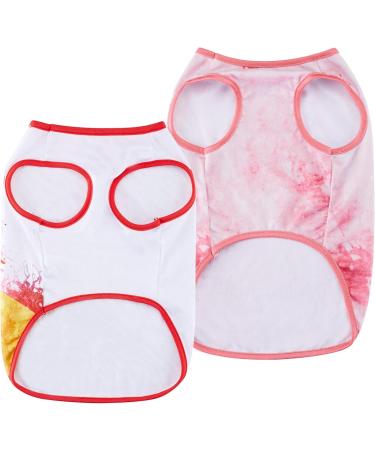 2 Piece Small Dog Shirts - Soft & Breathable Puppy Vests in Pink & White - Ideal Costumes for Small Breeds - Buy Online on GoSupps.com