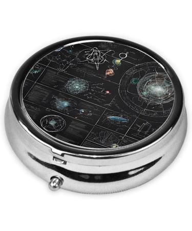 Abstract Science Chemistry 3D Round Pill Box | 3 Compartment Travel Organizer for Vitamins & Medications - Buy Online on GoSupps.com