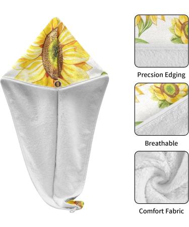 Buy Super Absorbent Sunflower Hair Towel 2 Pack | Quick Dry Hair Turbans for Women & Girls - International Shipping Available - Buy Online on GoSupps.com