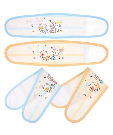 COHEALI Baby Infant Umbilical Cord 4 Pcs Baby Belly Band Cotton Umbilical Cords Cartoon Newborn Navel Support Belts for Infant Newborn