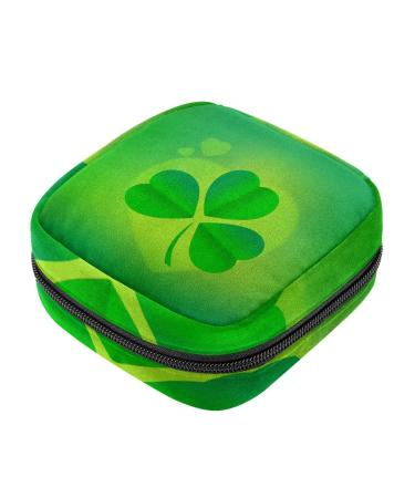 Menstruation pad bag with zipper women's napkin bag tampons collecting bags for women and girls (St. Patricks Day Kleeblatt)