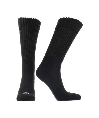 Doctor's Choice Diabetic Non-Binding Active Socks Men's Crew Length Cushioned Performance Sock with Seamless Toe Black Large (Men's Shoe Sizes: 8-12) Large Black - Crew Sock