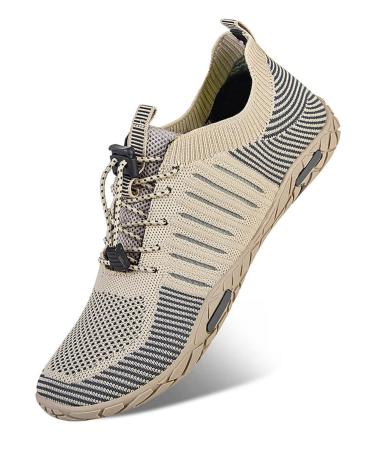 WateLves Water Shoes Mens Womens Beach Swim Shoes Barefoot Athletic Quick-Dry Aqua Socks for Surfing Diving Kayaking Exercise 8 Women/6.5 Men Hollow/Beige
