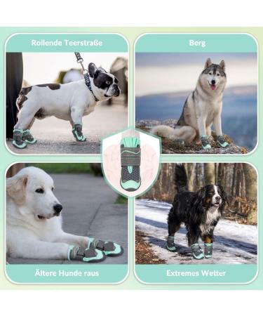 Eyein Dog Shoes - Breathable Paw Protection with Non-Slip Sole & Reflective Velcro Fastener for All Dog Sizes - Green 4 Pieces - Buy Online on GoSupps.com