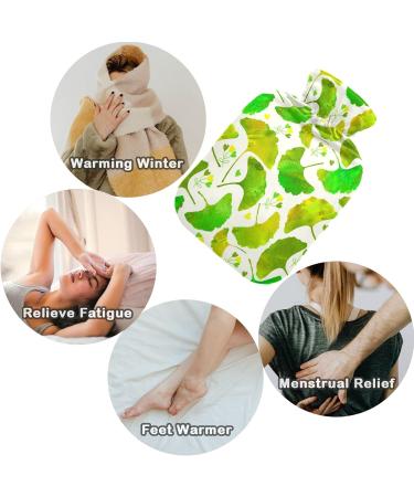 NAANLE Transparent Hot Water Bottle with Cover | 1L Ginkgo Leaf Design | Ideal for Back Pain Relief & Heat Therapy - Buy Online on GoSupps.com