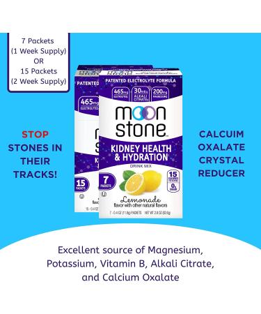 Moonstone Kidney Cleanse & Support Drink Mix - Keto Electrolyte Hydration Powder with Stone Prevention - Chanca Piedra Alternative - Magnesium & Potassium - 7 Pack Lemonade 2.8oz - Buy Online on GoSupps.com