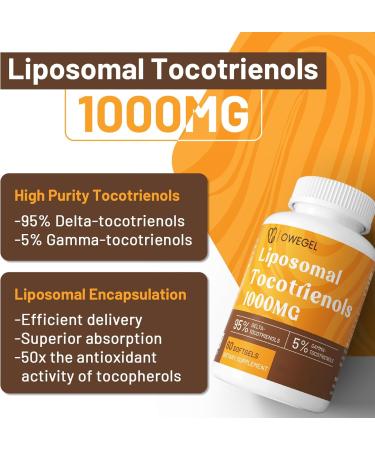 Liposomal Vitamin E Tocotrienols 1000mg - High Potency Tocotrienol Supplements 95% Delta & 5% Gamma Tocotrienols Capsules 60 Count (Pack of 1) - Buy Online on GoSupps.com