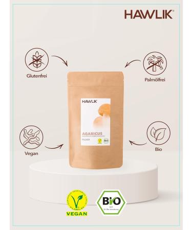 Hawlik Vital Mushrooms Agaricus Powder 100g - Vegan Natural Cultivation Ideal for Mixing - International Shipping Available - Buy Online on GoSupps.com
