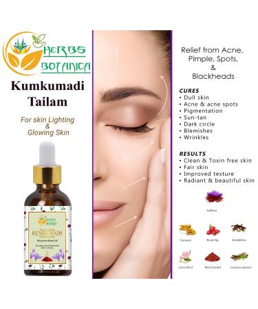 Herbs Botanica Kumkumadi Oil - Anti Aging Face Serum | Radiance Glow Serum 30 Ml - Buy Online on GoSupps.com
