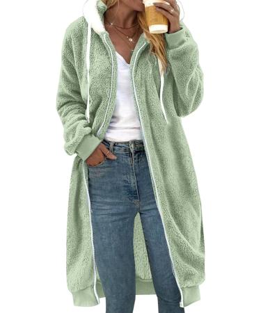 Shop Hanxiulin Plush Oversize Winter Coat & Hoodie - Women's Dual-Sided Fleece Jacket in Mint Green - Buy Online on GoSupps.com