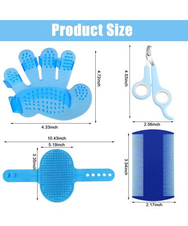 4-Piece Rabbit Grooming Kit: Shampoo, Bath Brush, Comb, Massage Brush, Nail Cutters - Blue | For Rabbit, Hamster, Bunny, Guinea Pig - Buy Online on GoSupps.com
