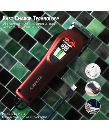 Professional Cordless & Corded Hair Clippers for Men - Rechargeable Hair Trimmer Kit for Grooming & Hair Cutting (Red - Buy Online on GoSupps.com