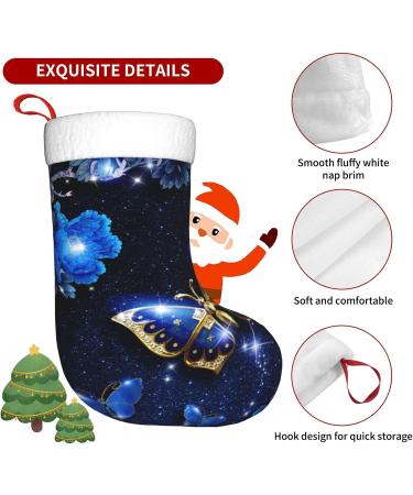 Shop Ffexs Blue Butterfly Velvet Christmas Socks - Perfect Holiday Gifts | One Size - Buy Online on GoSupps.com