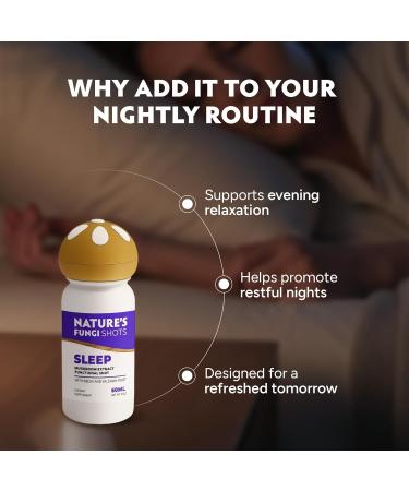 NATURE'S FUNGI Functional Mushroom Sleep Shot 60ml (2oz) Vegan Non-GMO Supplement Drink for Relaxation & Rest Reishi Valerian Root & Melatonin Blend with Chamomile Passionflower & Magnesium Sleep (One Shot) - Buy Online on GoSupps.com