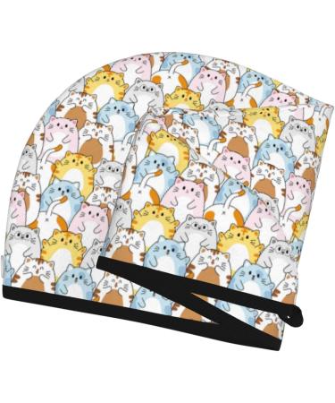 Buy Cute Colorful Cat Cartoon Microfiber Hair Towel - Soft Super Absorbent Quick Dry Cap for Long Curly Hair | Perfect for Women - Buy Online on GoSupps.com