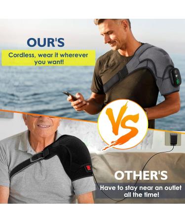 Heated Shoulder Massager Brace Support with Vibration Heating Electric Shoulder Wrap with Massage 3 Modes Cordless Vibration Shoulder Pad for Men and Women Fits for Left or Right Shoulder Grey Grey Large - Buy Online on GoSupps.com